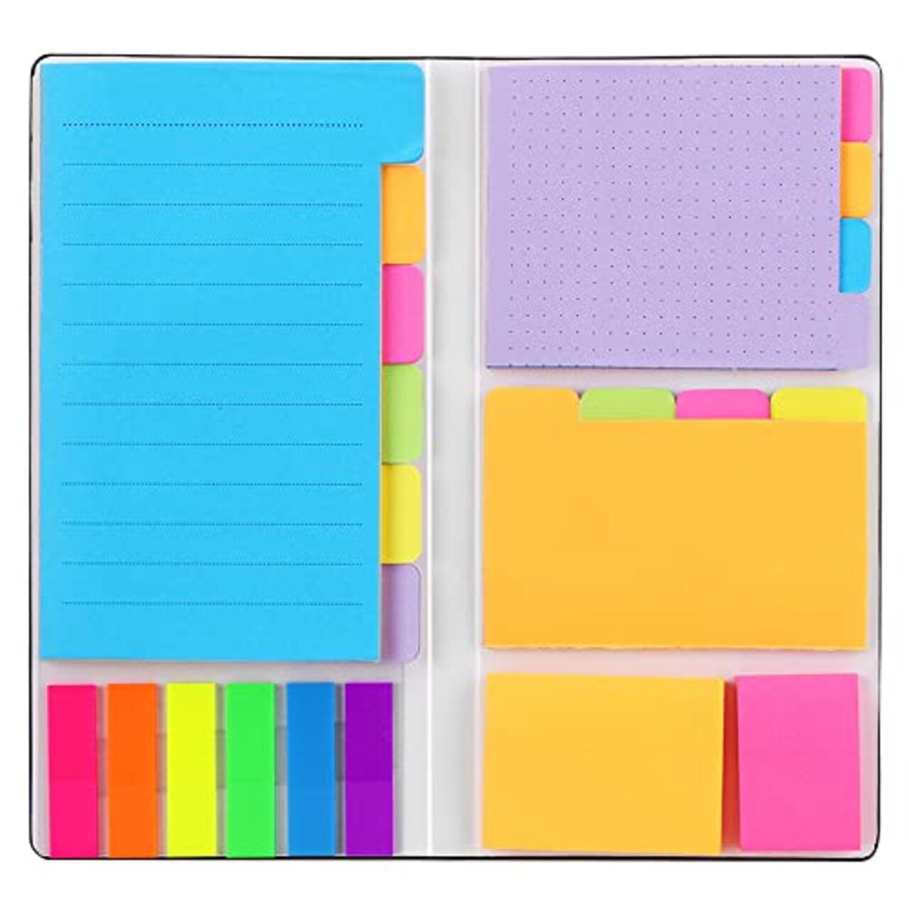Sticky Notes Set, Hommie Colored Divider Self-Stick Notes Pads Bundle, Prioritize with Color Coding, 60 Ruled (3.7x6), 40 Dotted (3.7x3), 40 Blank (3x3.7), 60 Per Rectangular, 25 Per PET Color